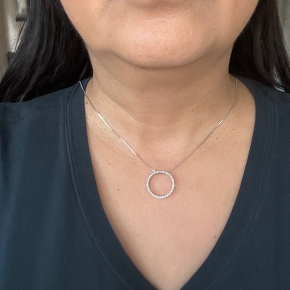Diamond Circle Pendant in Sterling Silver - Picture 12 of 12